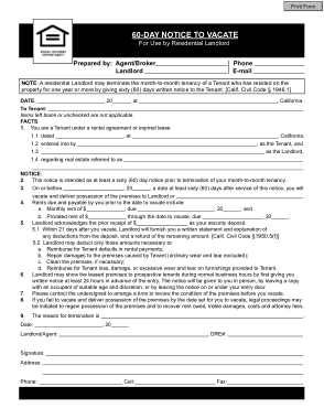 Free Download PDF Books, California Sixty Day Notice To Quit Form Template