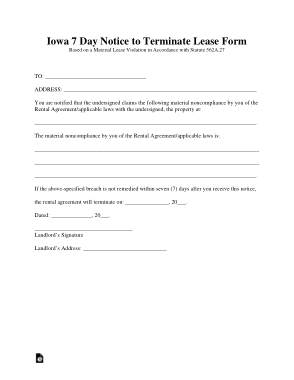 Iowa 7 Day Notice To Quit Noncompliance Form Template