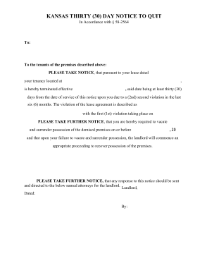 Free Download PDF Books, Kansas 30 Day Notice To Quit 2nd Noncompliance Form Template