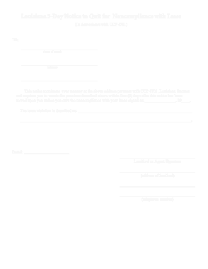 Louisiana 5 Day Notice To Quit Noncompliance Form Template