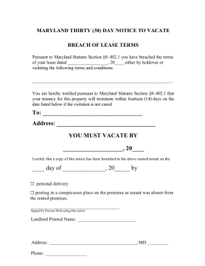 Free Download PDF Books, Maryland 30 Day Notice To Quit Noncompliance Form Template