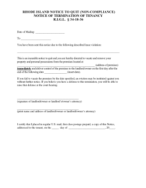 Free Download PDF Books, Rhode Island Immediate Notice To Quit Form Template