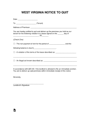 Free Download PDF Books, West Virginia Notice To Quit Form Template