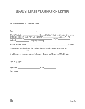 Free Download PDF Books, Early Lease Termination Letter Template