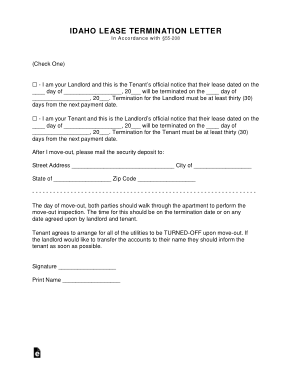 Free Download PDF Books, Idaho Lease Termination Letter Template