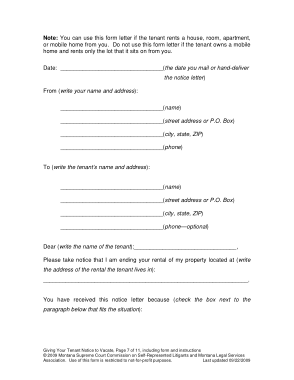Montana Lease Termination Letter Template
