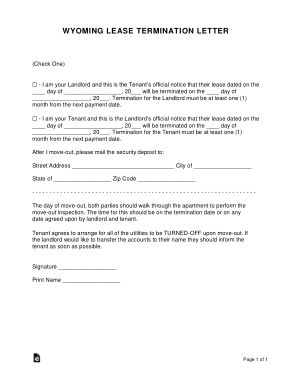Free Download PDF Books, Wyoming Lease Termination Letter Template