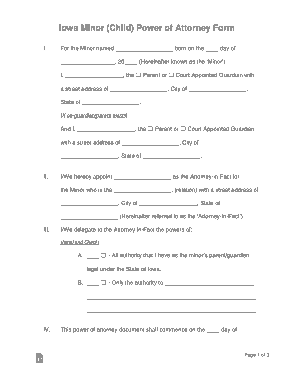 Free Download PDF Books, Iowa Minor Child Parental Power Of Attorney Form Template