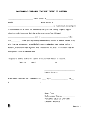 Free Download PDF Books, Louisiana Minor Children Power Of Attorney Form 1 Form Template