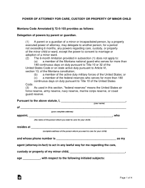 Free Download PDF Books, Montana Minor Child Parent Power Of Attorney Form Template