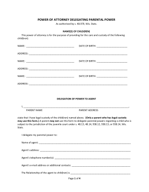 Wisconsin Minor Child Power Of Attorney Form Template