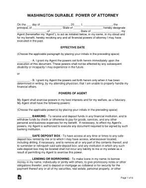 Washington Durable Financial Power Of Attorney Form Template