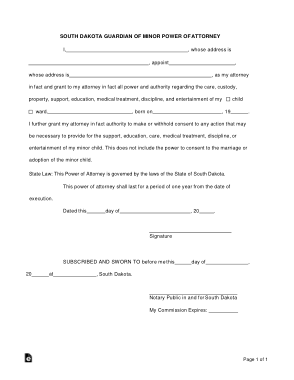 Free Download PDF Books, South Dakota Guardian Of Minor Power Of Attorney Form Template