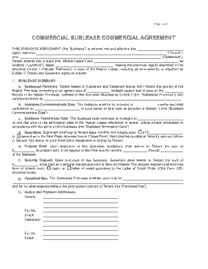Commercial Sublease Agreement Commercial Brokers Association Form Template