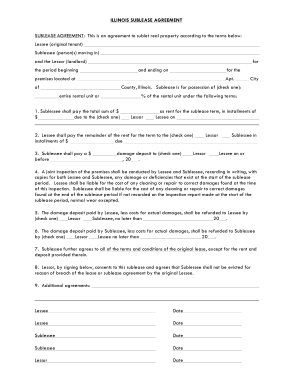 Free Download PDF Books, Illinois Sublease Agreement Form Template