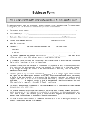 Iowa Sublease Agreement Form Template