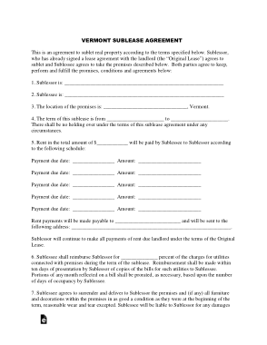 Free Download PDF Books, Vermont Sublease Agreement Form