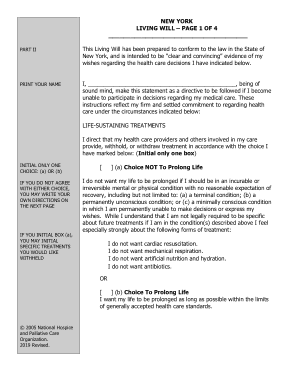 New York Living Will Declaration Form Template