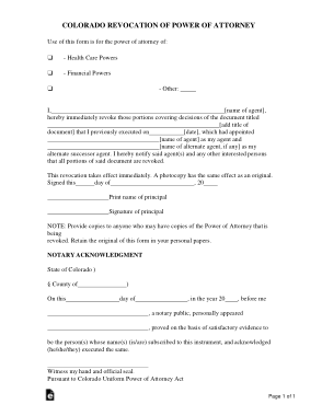 Free Download PDF Books, Colorado Revocation Power Of Attorney Form Template