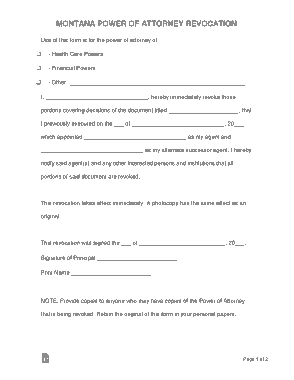 Free Download PDF Books, Montana Power Of Attorney Revocation Form Template