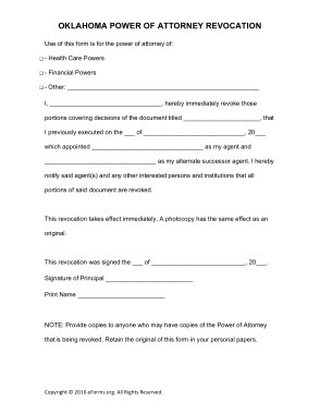 Free Download PDF Books, Oklahoma Power Of Attorney Revocation Form Template
