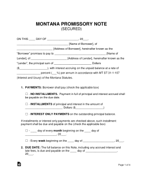Free Download PDF Books, Montana Secured Promissory Note Form Template