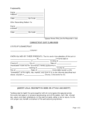 Connecticut Quit Claim Deed Form Template