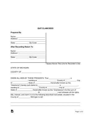 Free Download PDF Books, Michigan Quit Claim Deed Form Template