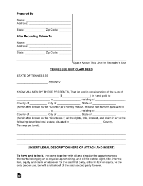 Free Download PDF Books, Tennessee Quit Claim Deed Form Template