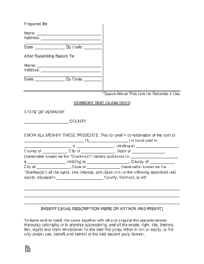 Free Download PDF Books, Vermont Quit Claim Deed Form Template