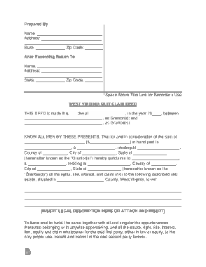 West Virginia Quit Claim Deed Form Template