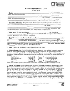Free Download PDF Books, Massachusetts Association Of Realtors Residential Lease Agreement Form Template