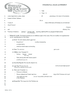 Minnesota Assoc Of Realtors Residential Lease Agreement Form Template