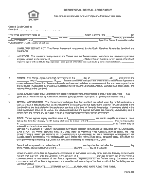 South Carolina Association Of Realtor Residential Lease Agreement Form 410