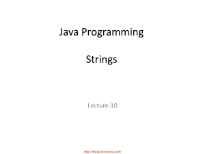 Java Programming Strings – Java Lecture 10