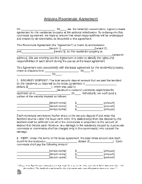 Free Download PDF Books, Arizona Roommate Lease Agreement Form Template