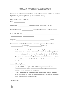 Free Download PDF Books, Indiana Roommate Agreement Form Template