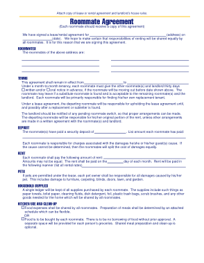 Michigan Roommate Agreement Form Template