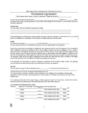 Virginia Roommate Agreement Form
