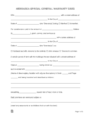 Free Download PDF Books, Nebraska Special Warranty Deed Form Template