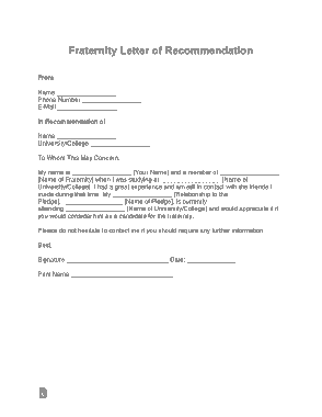 Fraternity Letter Of Recommendation Template