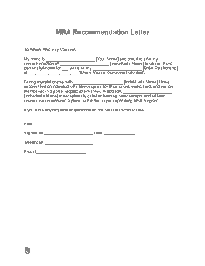Mba Recommendation Letter Template