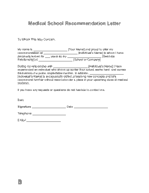 Free Download PDF Books, Medical School Recommendation Letter Template