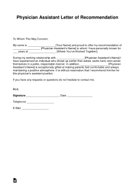 Physician Assistant Letter Of Recommendation Template