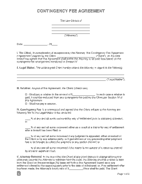 Contingency Fee Agreement Form Template