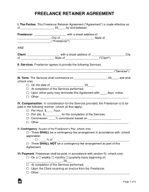 Freelance Retainer Agreement Form Template