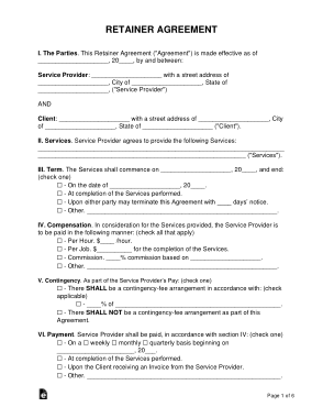 Retainer Agreement Form Template