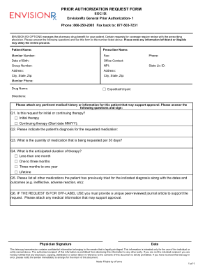 Envisionrx Prior Authorization Form Template