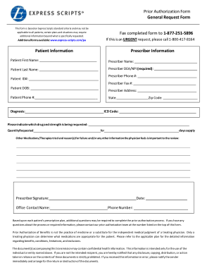 Express Scripts Prior Authorization Form Template
