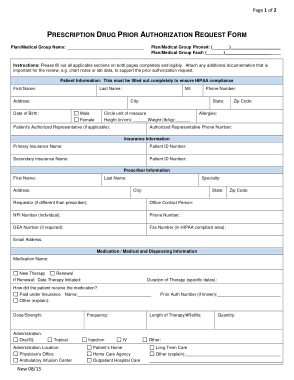 Global Prior Authorization Form Edited Form Template